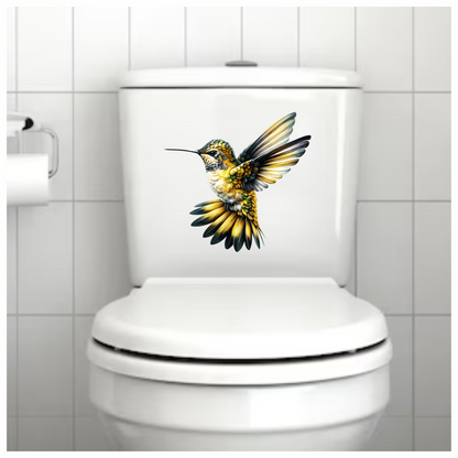 Yellow Hummingbird Flying Open Wings Vinyl Sticker Decal