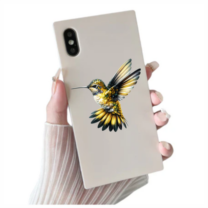 Yellow Hummingbird Flying Open Wings Vinyl Sticker Decal