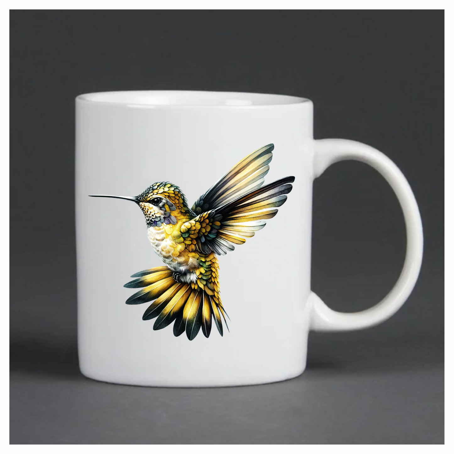 Yellow Hummingbird Flying Open Wings Vinyl Sticker Decal