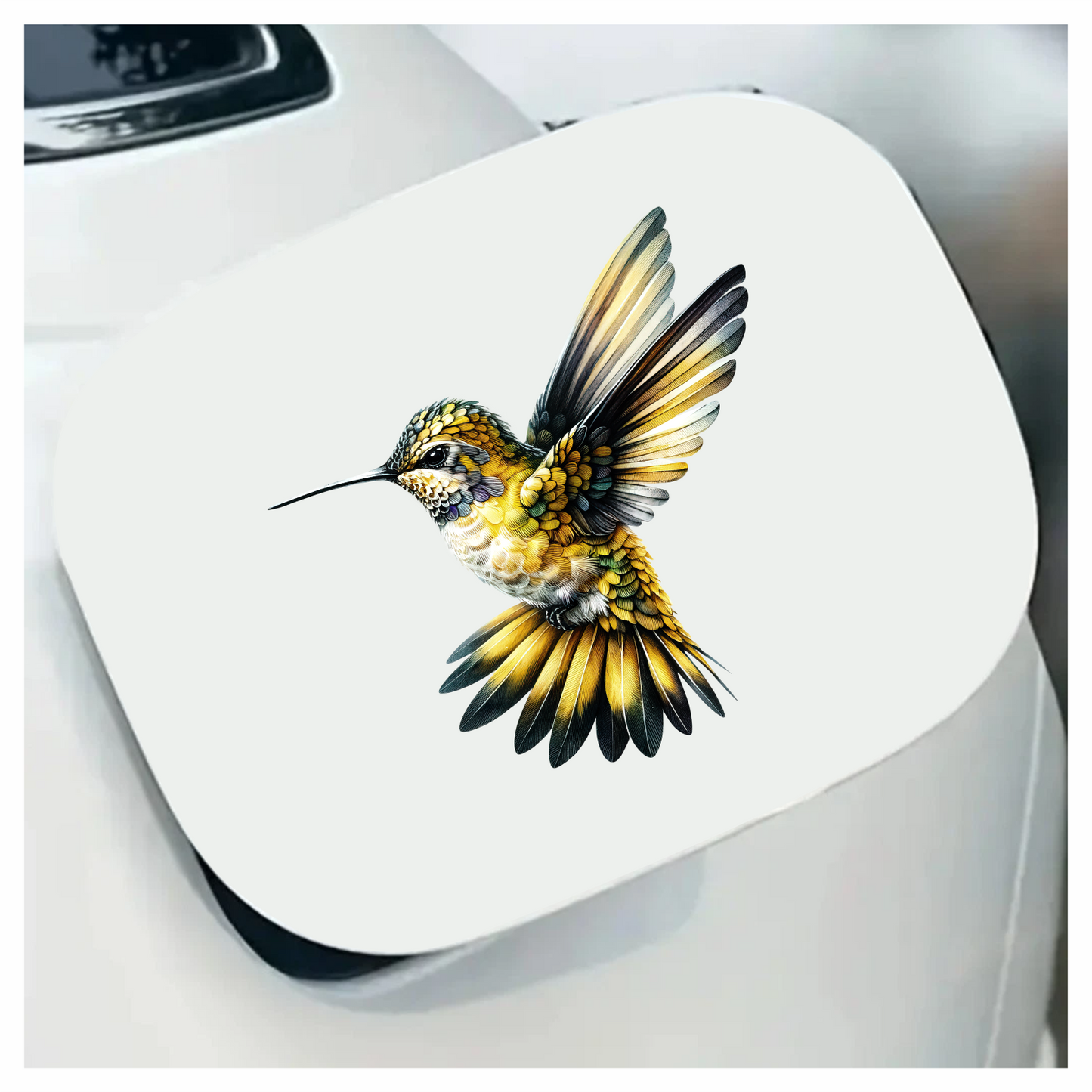 Yellow Hummingbird Flying Open Wings Vinyl Sticker Decal