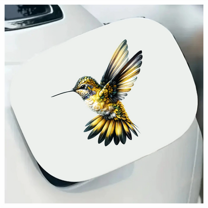 Yellow Hummingbird Flying Open Wings Vinyl Sticker Decal