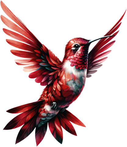 Red Hummingbird Flying Open Wings Vinyl Sticker Decal