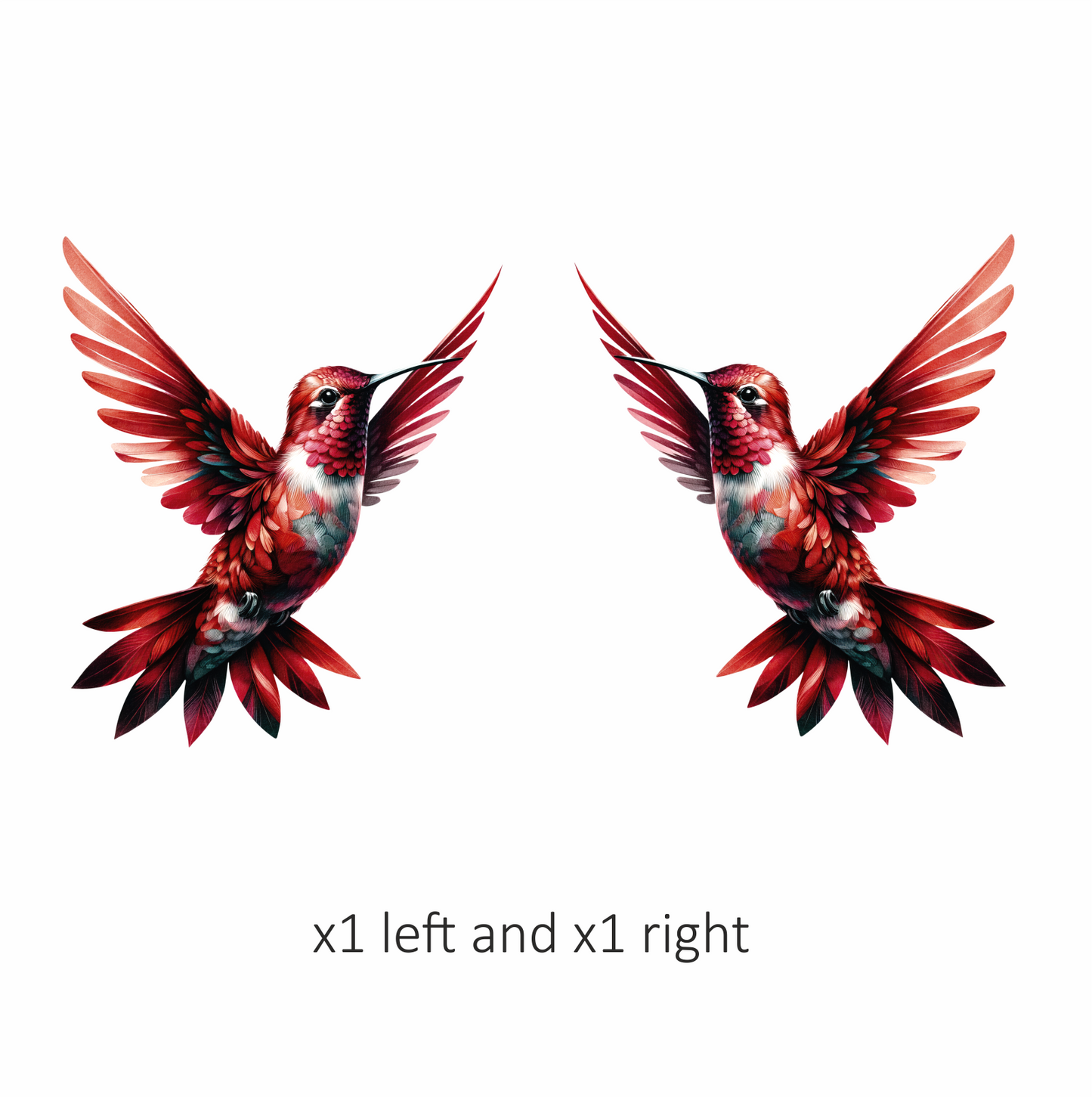 Red Hummingbird Flying Open Wings Vinyl Sticker Decal