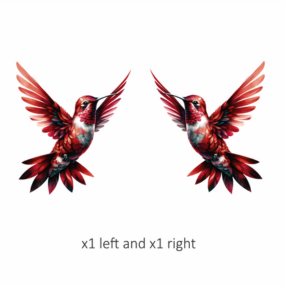 Red Hummingbird Flying Open Wings Vinyl Sticker Decal