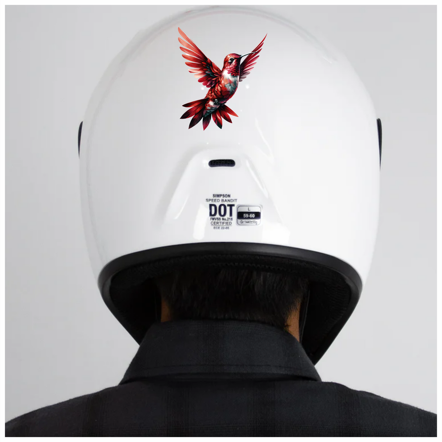Red Hummingbird Flying Open Wings Vinyl Sticker Decal