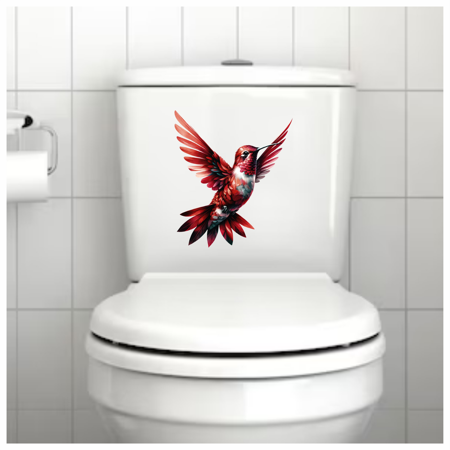 Red Hummingbird Flying Open Wings Vinyl Sticker Decal