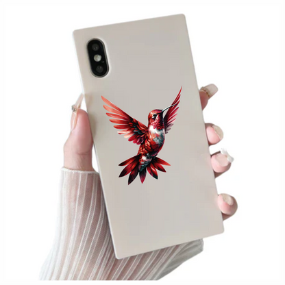 Red Hummingbird Flying Open Wings Vinyl Sticker Decal