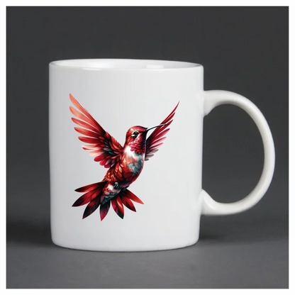 Red Hummingbird Flying Open Wings Vinyl Sticker Decal