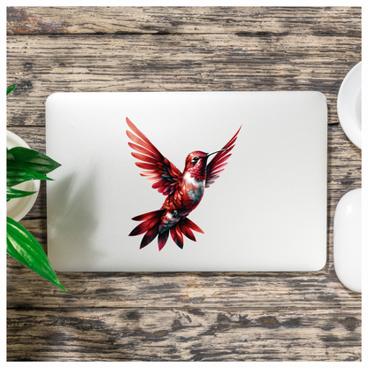 Red Hummingbird Flying Open Wings Vinyl Sticker Decal