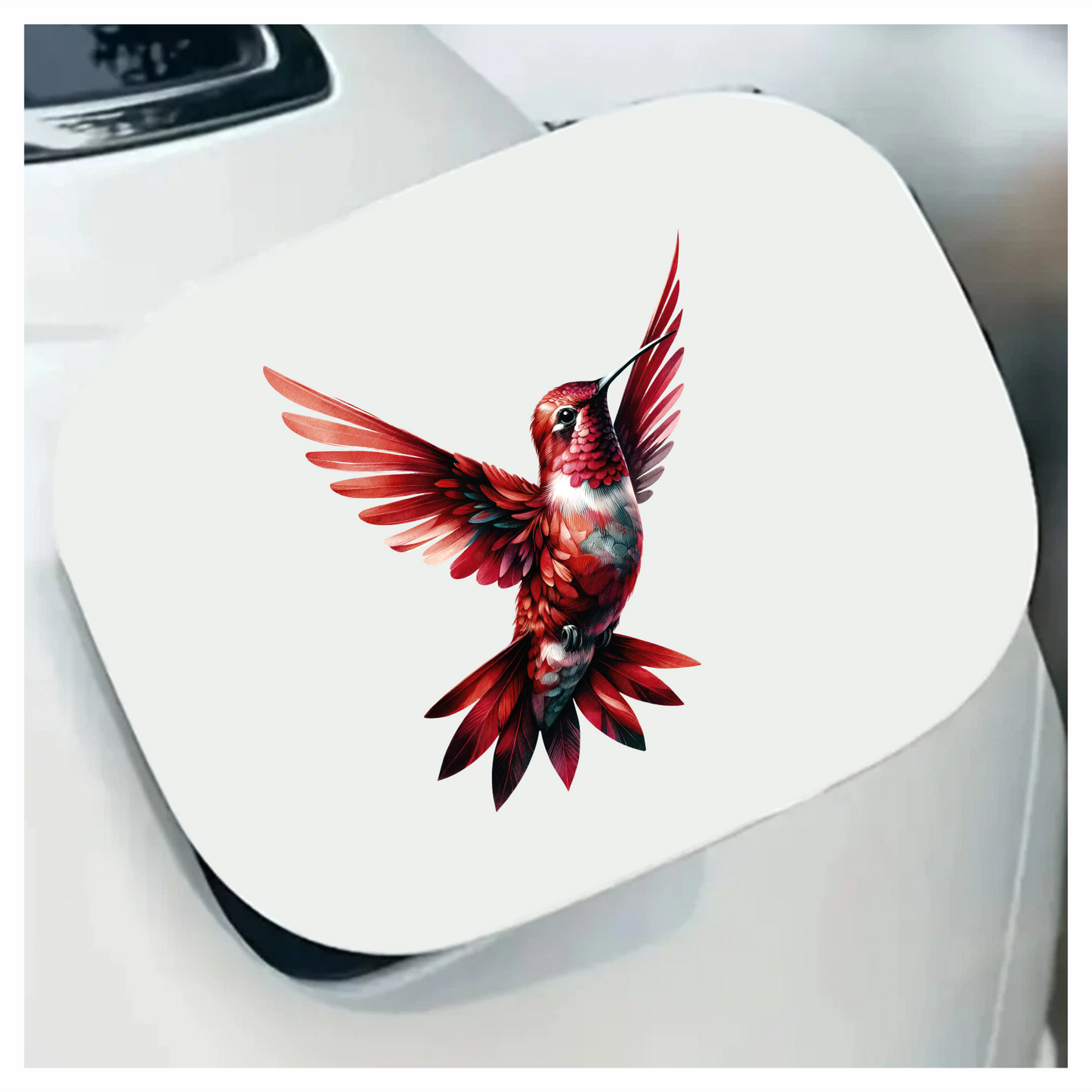 Red Hummingbird Flying Open Wings Vinyl Sticker Decal