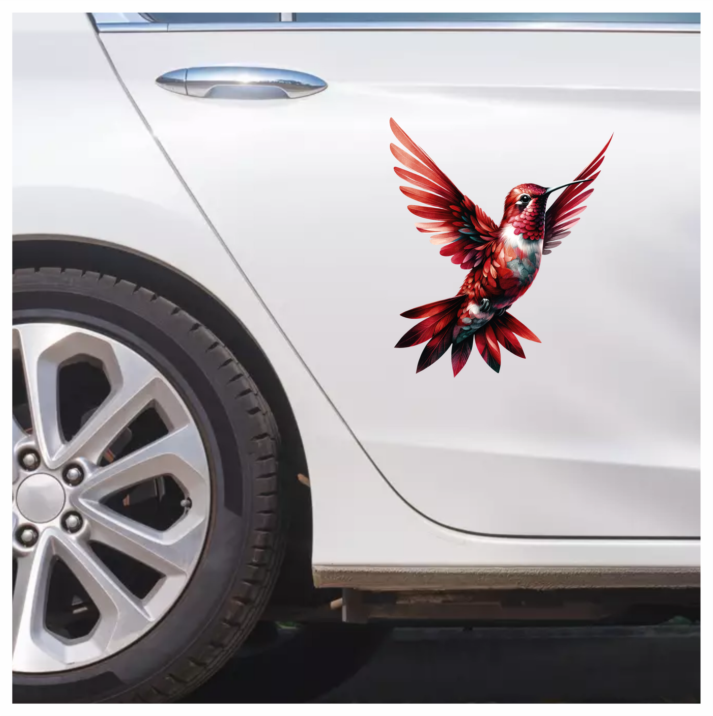 Red Hummingbird Flying Open Wings Vinyl Sticker Decal