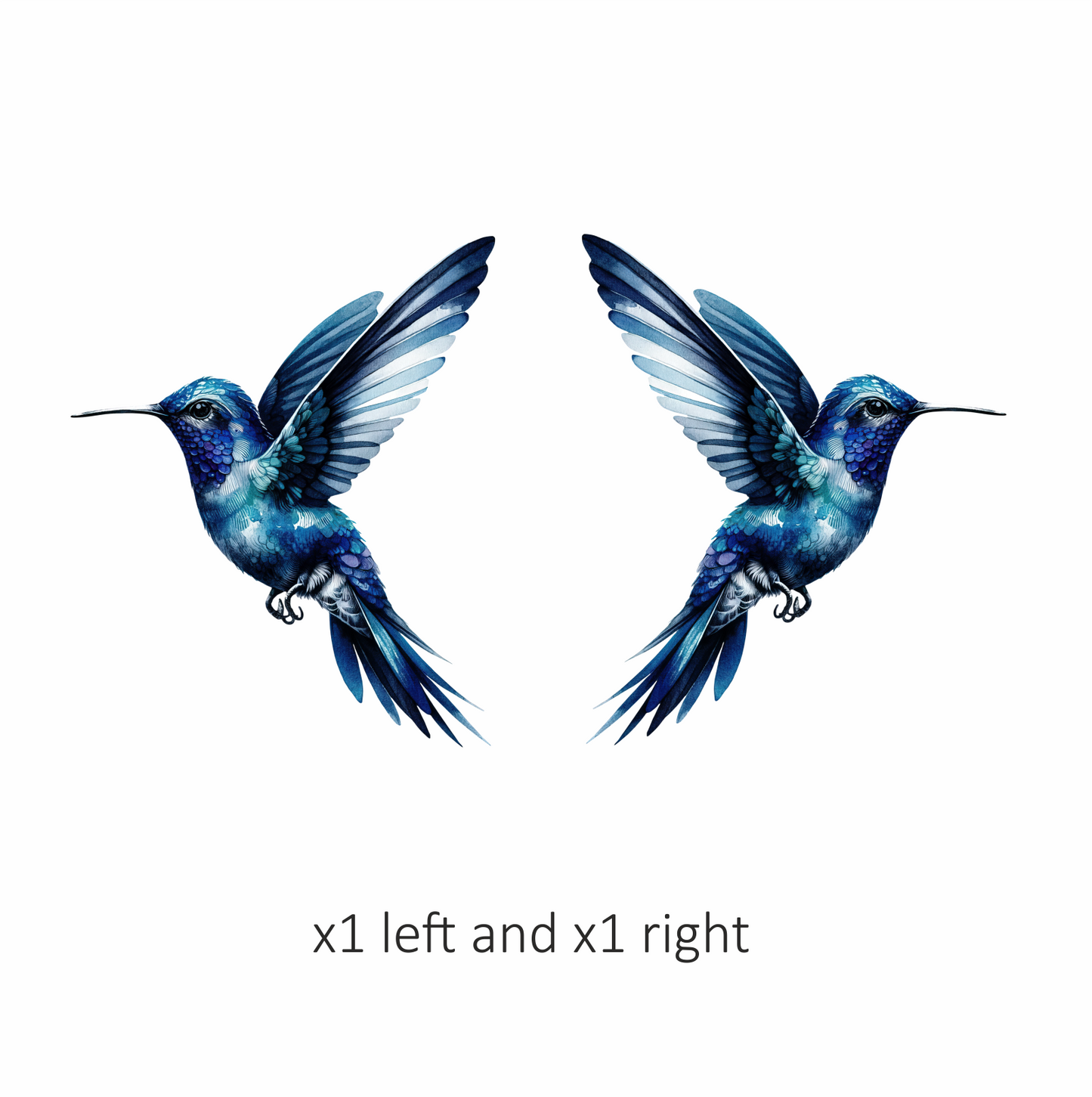 Blue Hummingbird Flying Open Wings Vinyl Sticker Decal