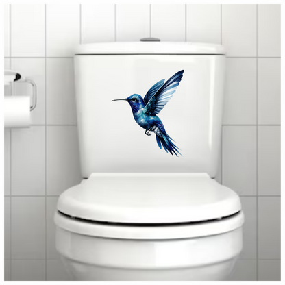 Blue Hummingbird Flying Open Wings Vinyl Sticker Decal