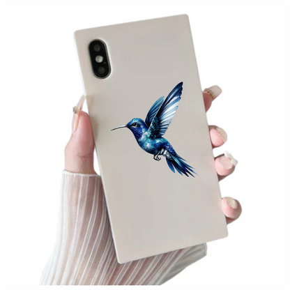 Blue Hummingbird Flying Open Wings Vinyl Sticker Decal