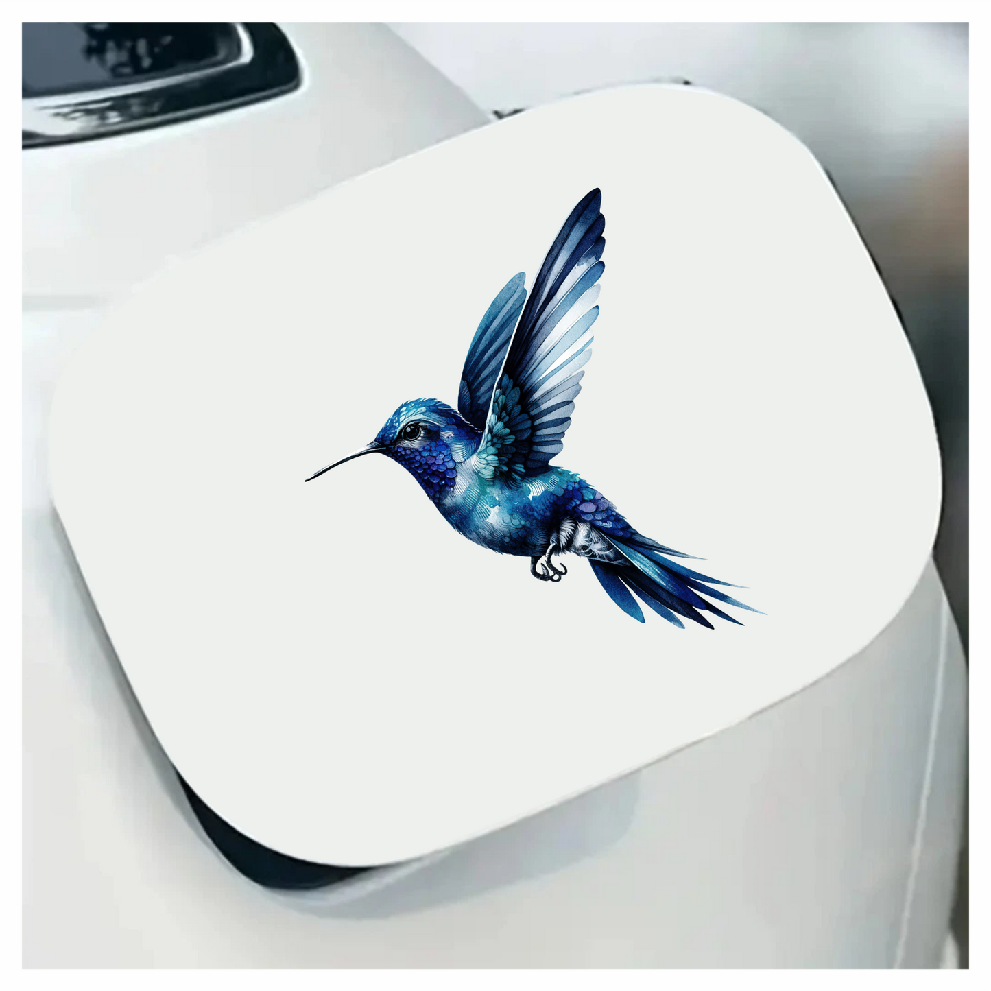 Blue Hummingbird Flying Open Wings Vinyl Sticker Decal