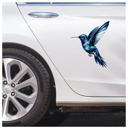 Blue Hummingbird Flying Open Wings Vinyl Sticker Decal
