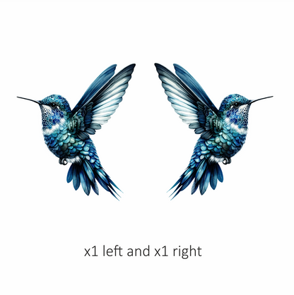 Blue Hummingbird Flying Spread Wings Vinyl Sticker Decal