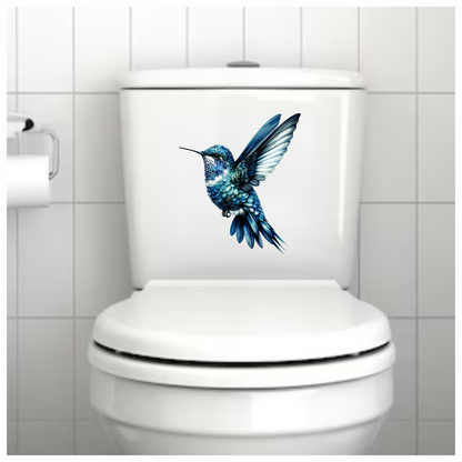 Blue Hummingbird Flying Spread Wings Vinyl Sticker Decal