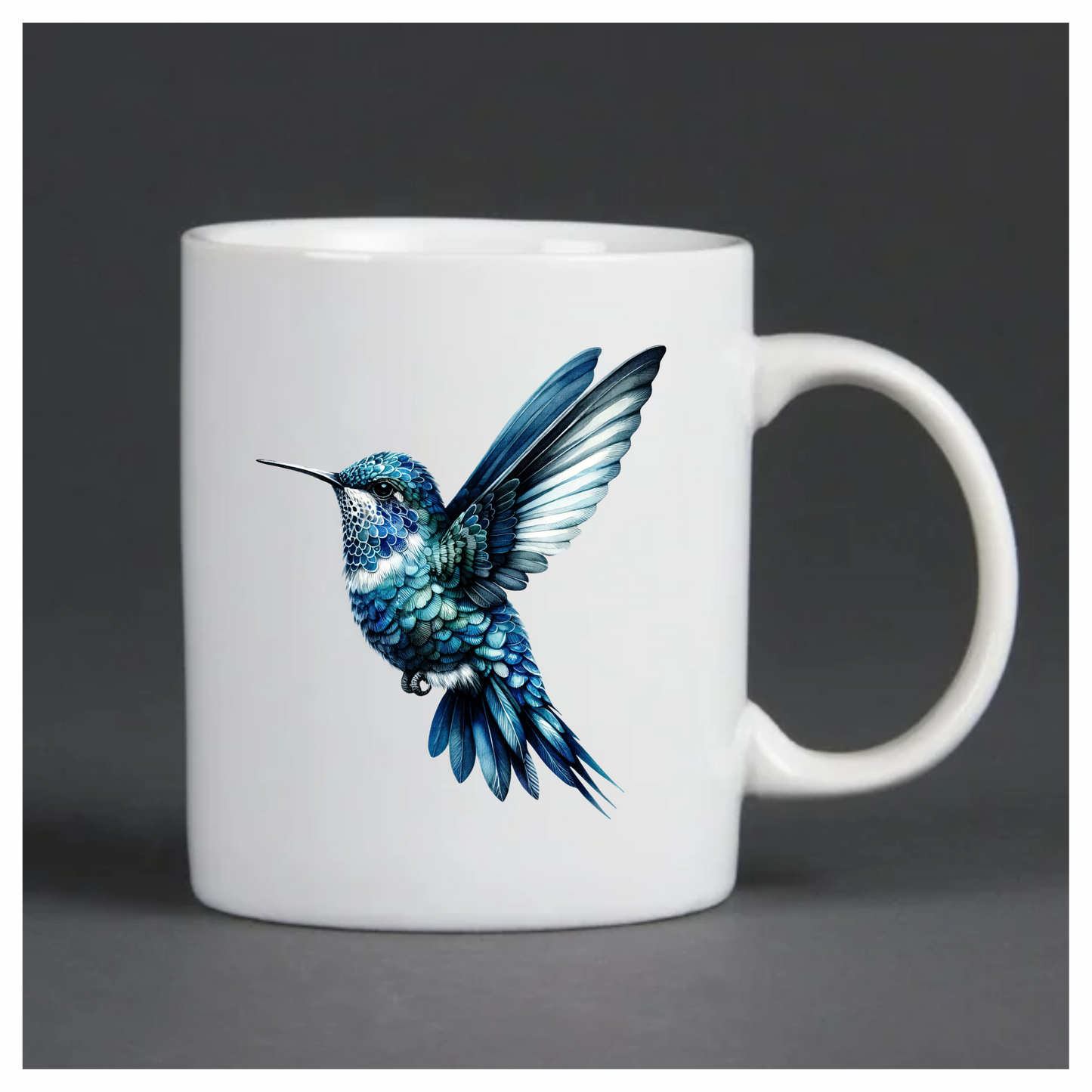 Blue Hummingbird Flying Spread Wings Vinyl Sticker Decal