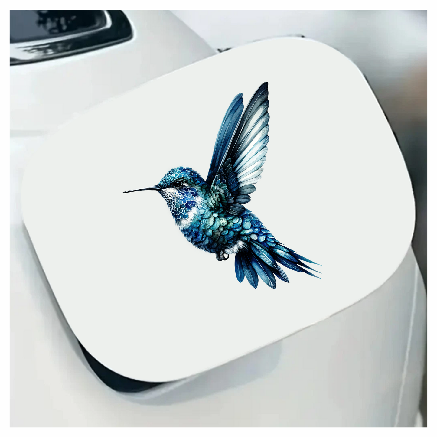 Blue Hummingbird Flying Spread Wings Vinyl Sticker Decal