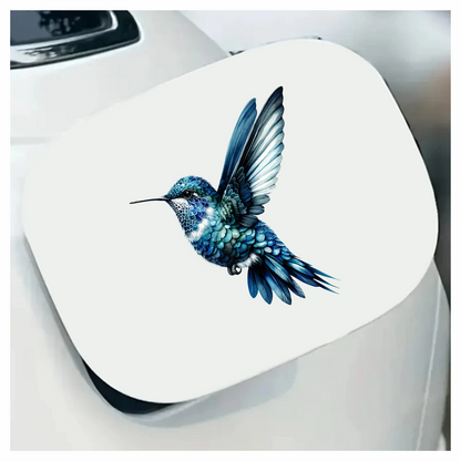 Blue Hummingbird Flying Spread Wings Vinyl Sticker Decal