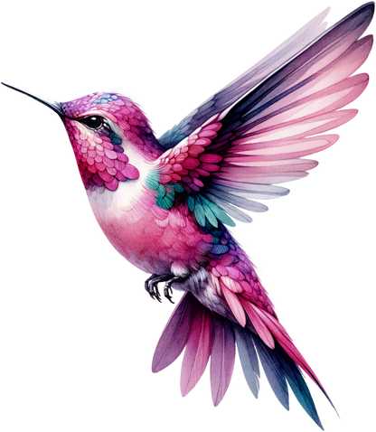 Pink Hummingbird Flying Spread Wings Vinyl Sticker Decal