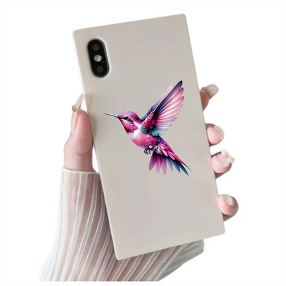 Pink Hummingbird Flying Spread Wings Vinyl Sticker Decal