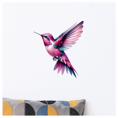 Pink Hummingbird Flying Spread Wings Vinyl Sticker Decal