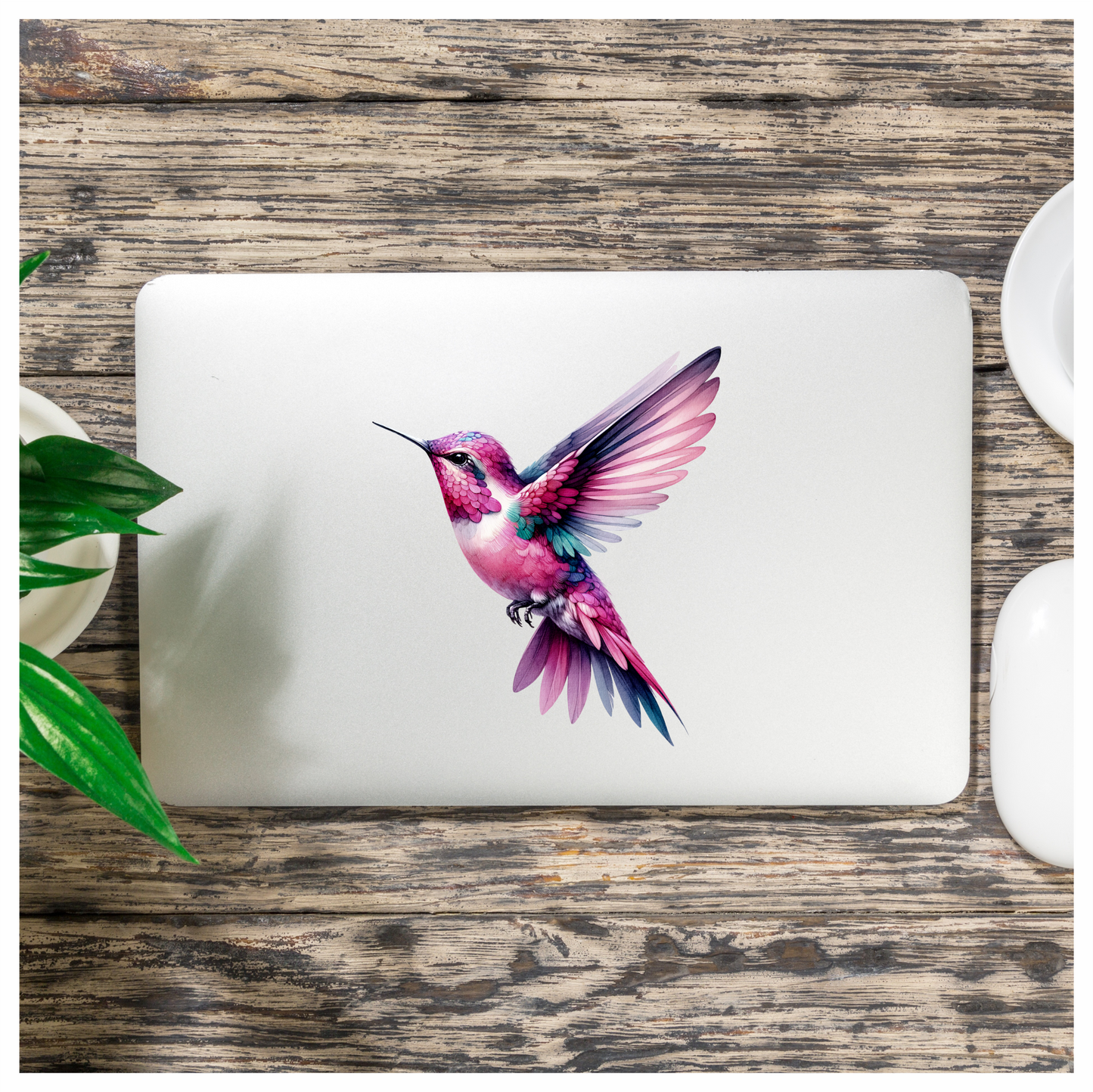 Pink Hummingbird Flying Spread Wings Vinyl Sticker Decal