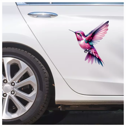 Pink Hummingbird Flying Spread Wings Vinyl Sticker Decal