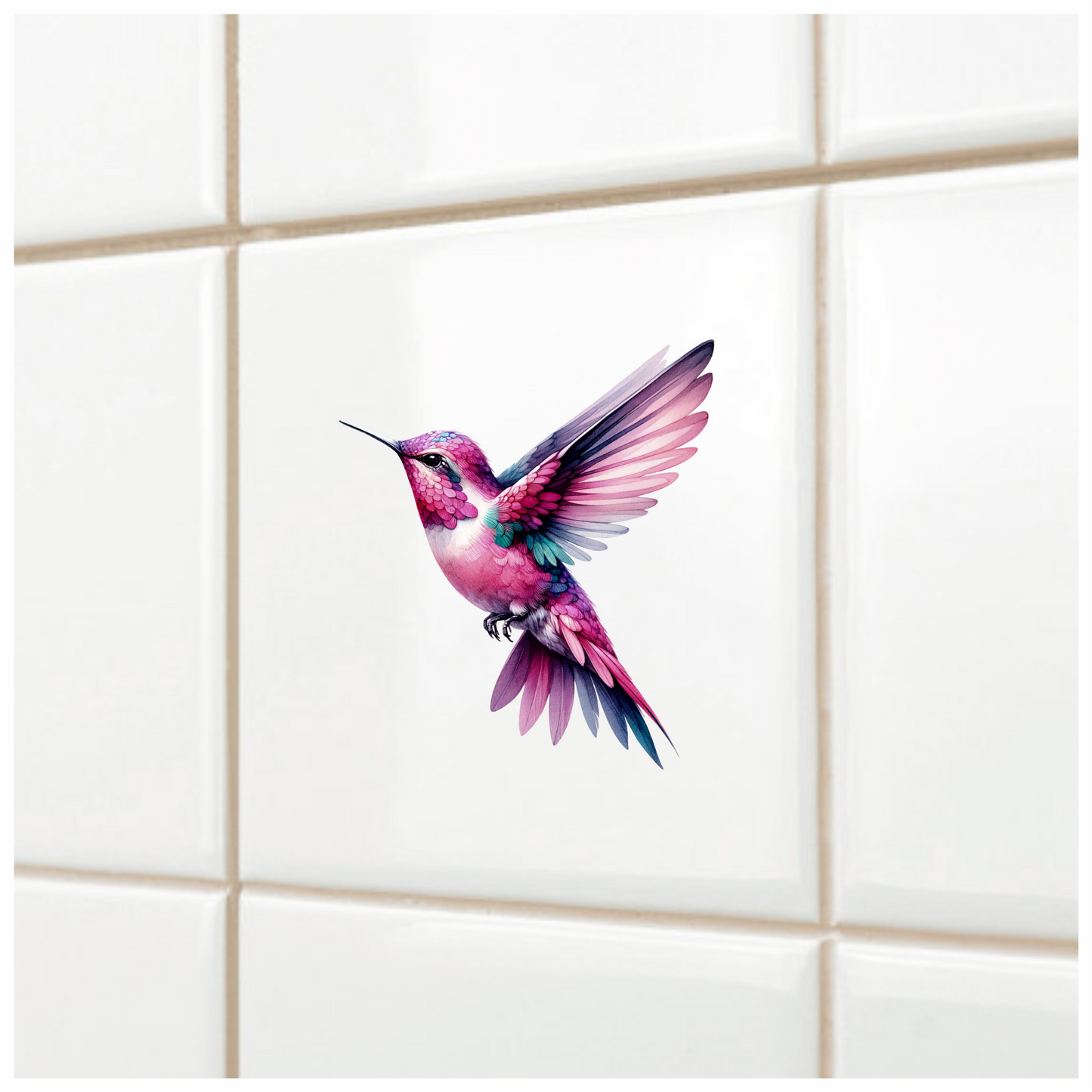 Pink Hummingbird Flying Spread Wings Vinyl Sticker Decal