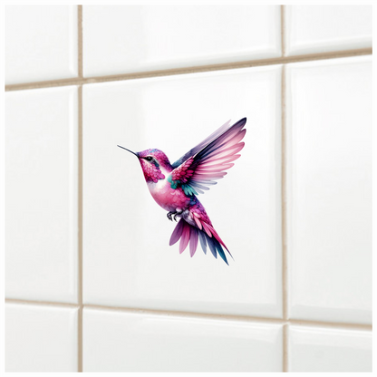 Pink Hummingbird Flying Spread Wings Vinyl Sticker Decal