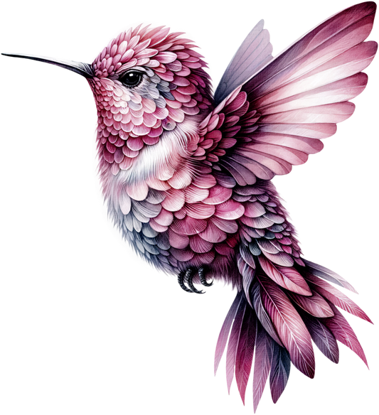 Pink Hummingbird Flying Small Wings Vinyl Sticker Decal