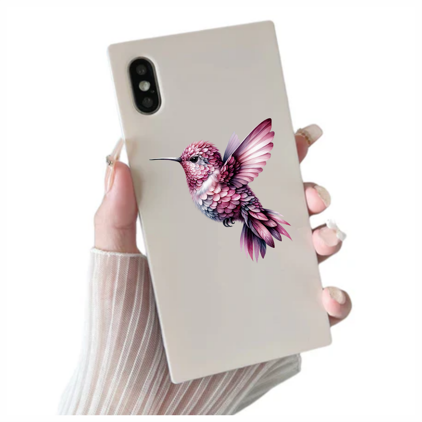 Pink Hummingbird Flying Small Wings Vinyl Sticker Decal