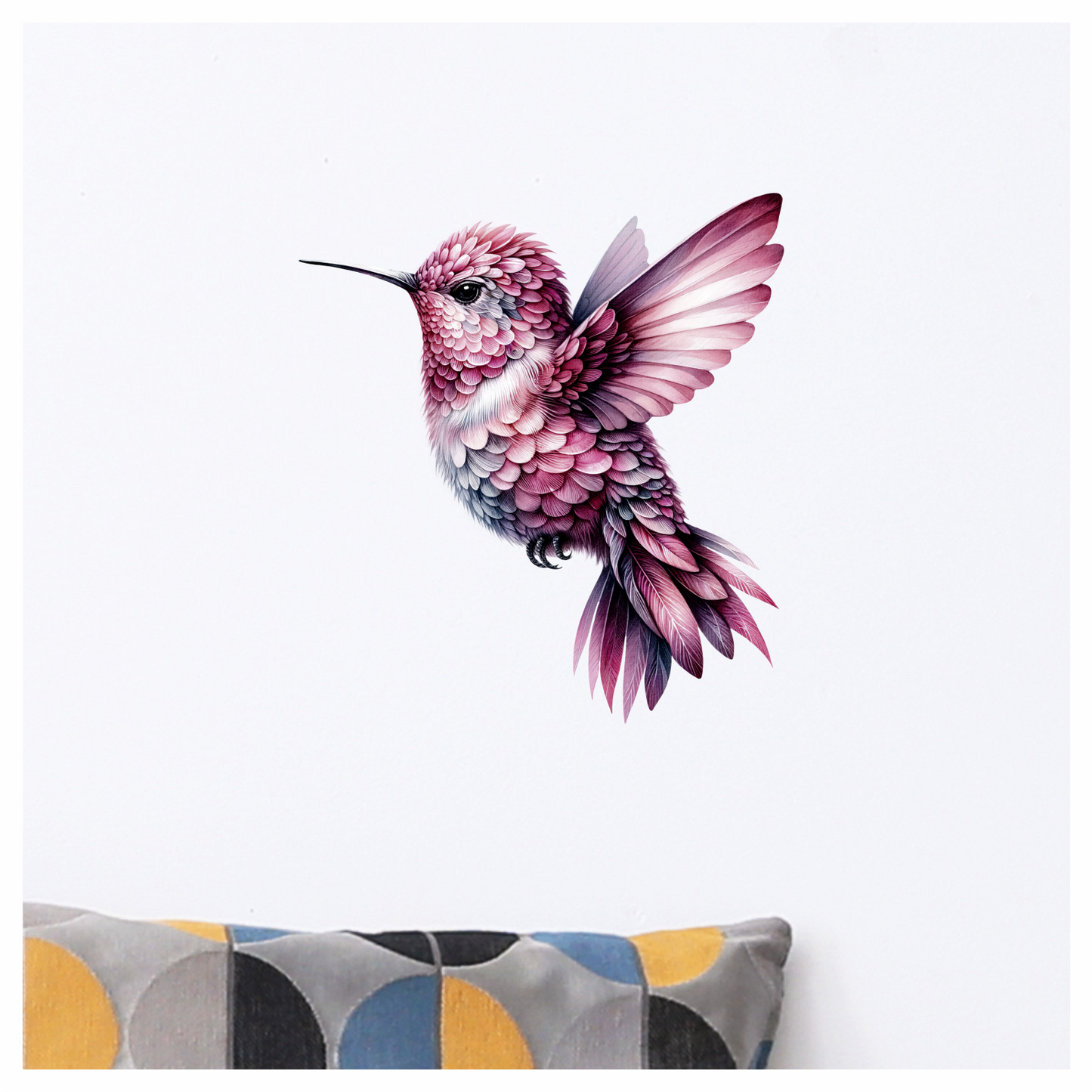 Pink Hummingbird Flying Small Wings Vinyl Sticker Decal