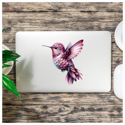 Pink Hummingbird Flying Small Wings Vinyl Sticker Decal