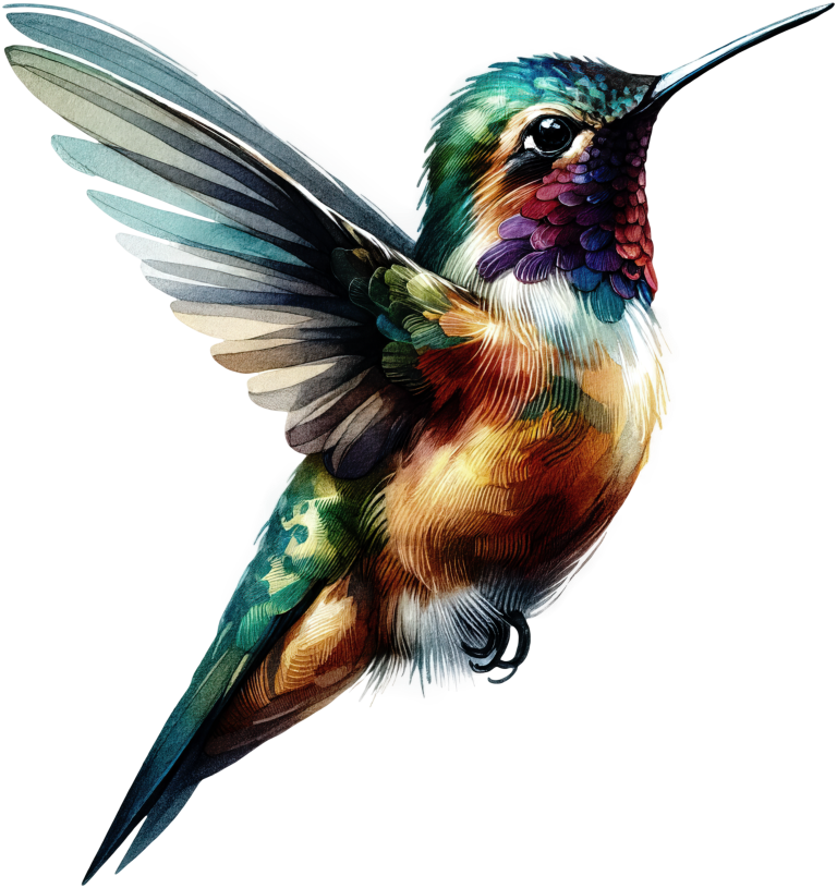 Multicolor Hummingbird Flying Open Wings Vinyl Sticker Decal
