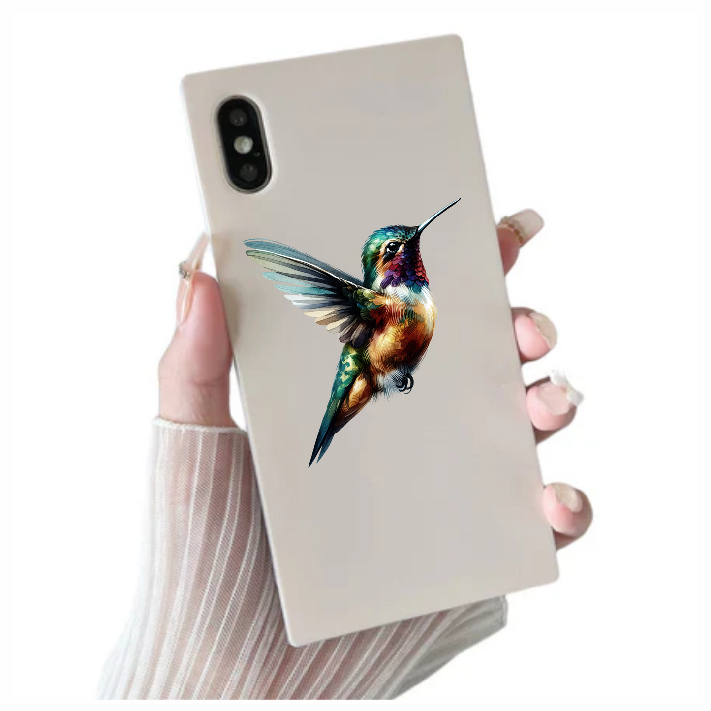 Multicolor Hummingbird Flying Open Wings Vinyl Sticker Decal