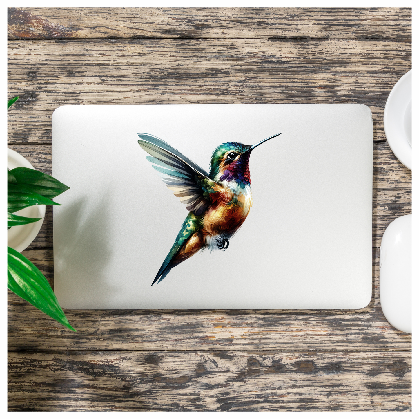 Multicolor Hummingbird Flying Open Wings Vinyl Sticker Decal