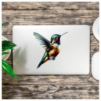 Multicolor Hummingbird Flying Open Wings Vinyl Sticker Decal