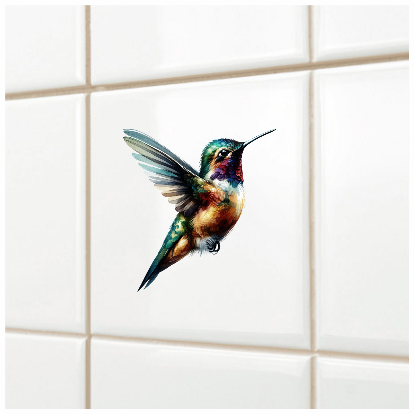 Multicolor Hummingbird Flying Open Wings Vinyl Sticker Decal