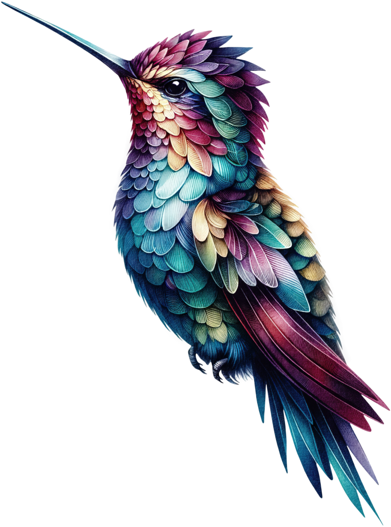Multicolor Hummingbird Perched Closed Wings Vinyl Sticker Decal