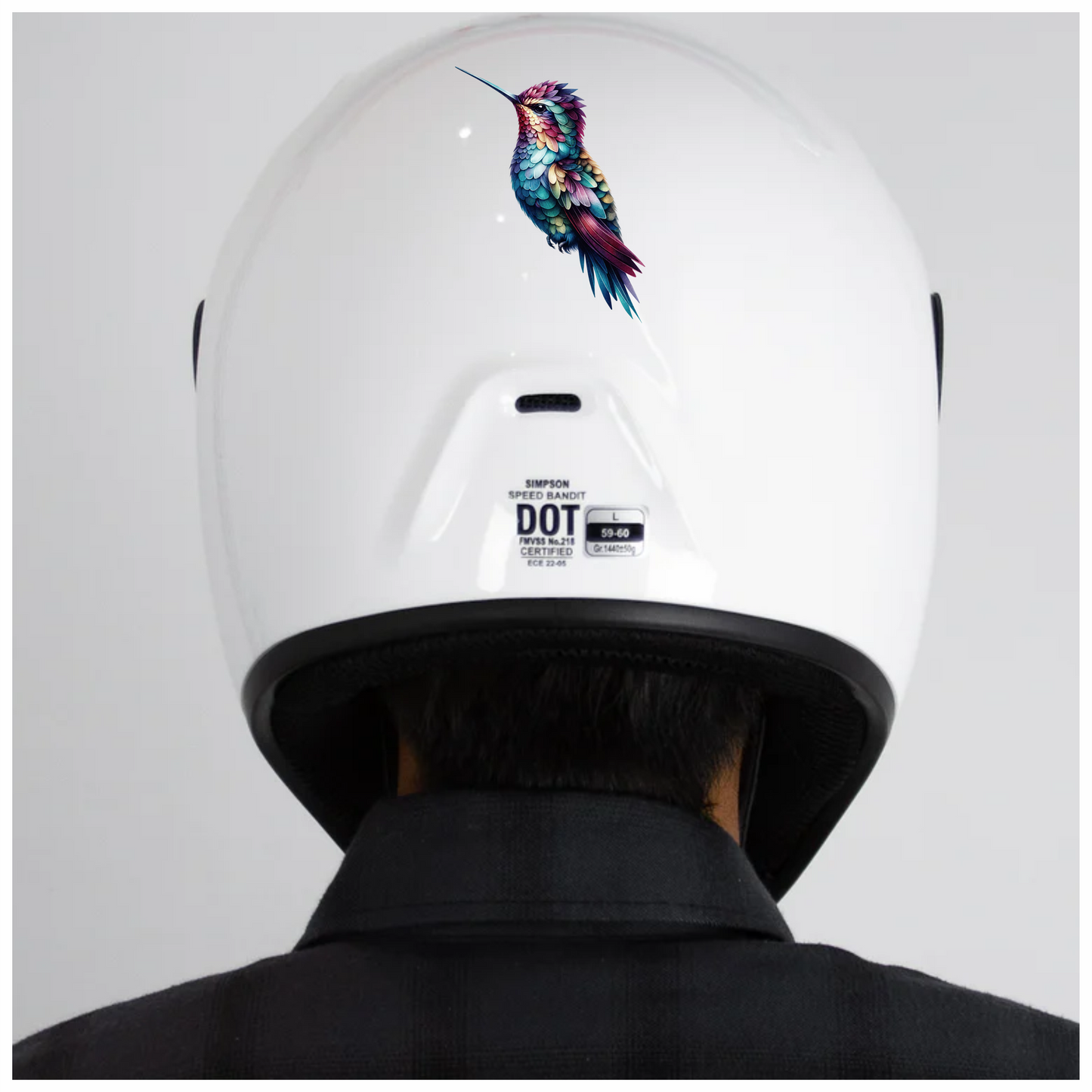 Multicolor Hummingbird Perched Closed Wings Vinyl Sticker Decal