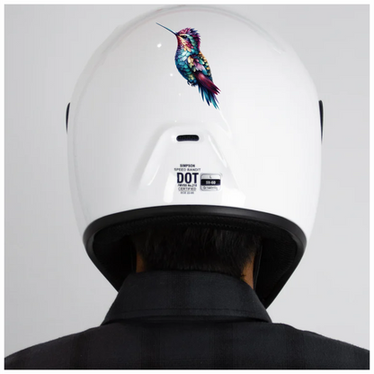 Multicolor Hummingbird Perched Closed Wings Vinyl Sticker Decal