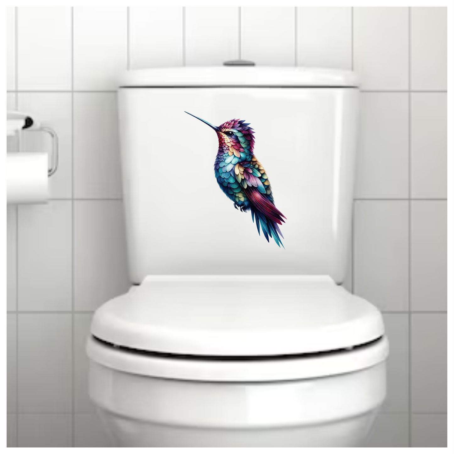 Multicolor Hummingbird Perched Closed Wings Vinyl Sticker Decal
