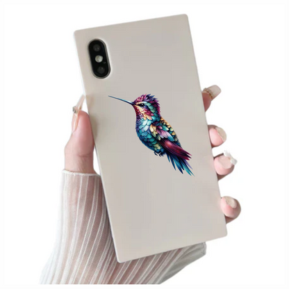 Multicolor Hummingbird Perched Closed Wings Vinyl Sticker Decal