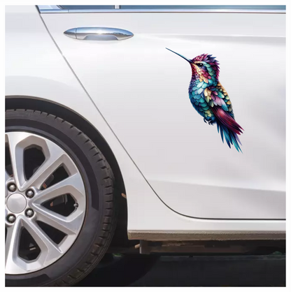 Multicolor Hummingbird Perched Closed Wings Vinyl Sticker Decal