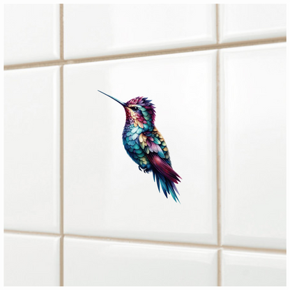Multicolor Hummingbird Perched Closed Wings Vinyl Sticker Decal