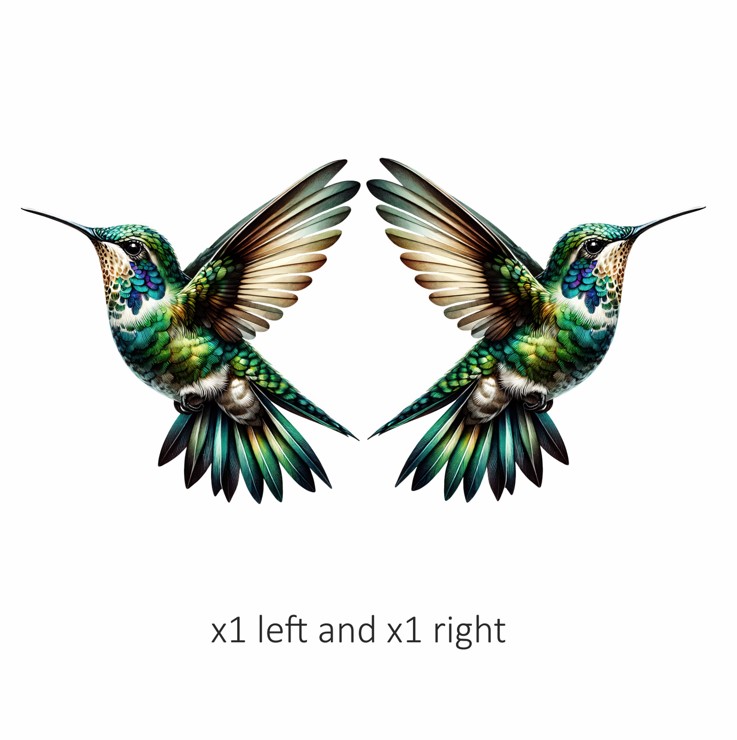 Green Hummingbird Flying Open Wings Vinyl Sticker Decal
