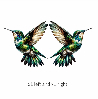 Green Hummingbird Flying Open Wings Vinyl Sticker Decal